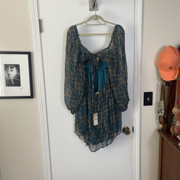 Anthropologie Blue and Brown Patterned Mini Dress - Picture 16 of 16